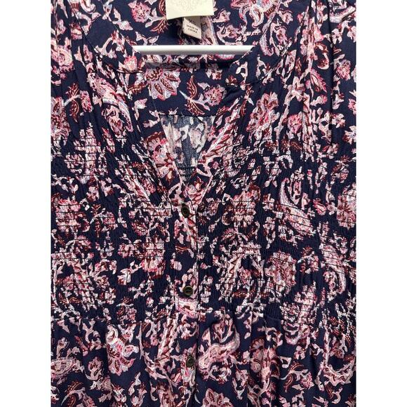 Knox Rose Beautiful Blue Purple Button Up Tunic Size XS Oversized Ruched - Picture 5 of 9